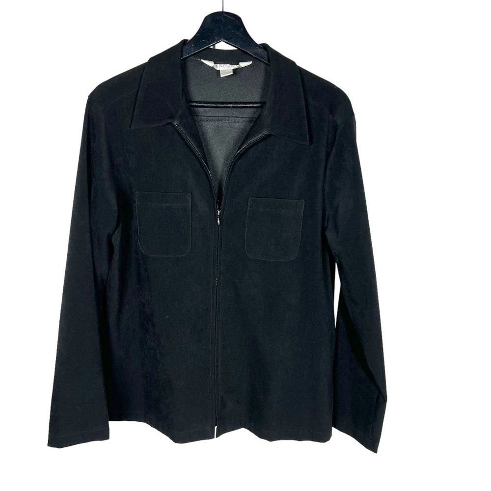 Vintage 90s Black Zip Up Shacket Medium